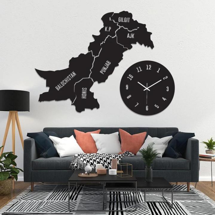 Pakistan Wooden Map Wall Clock Decorative Modern Design Wall Décor - Wooden World Map Clock - Wooden Wall Clock