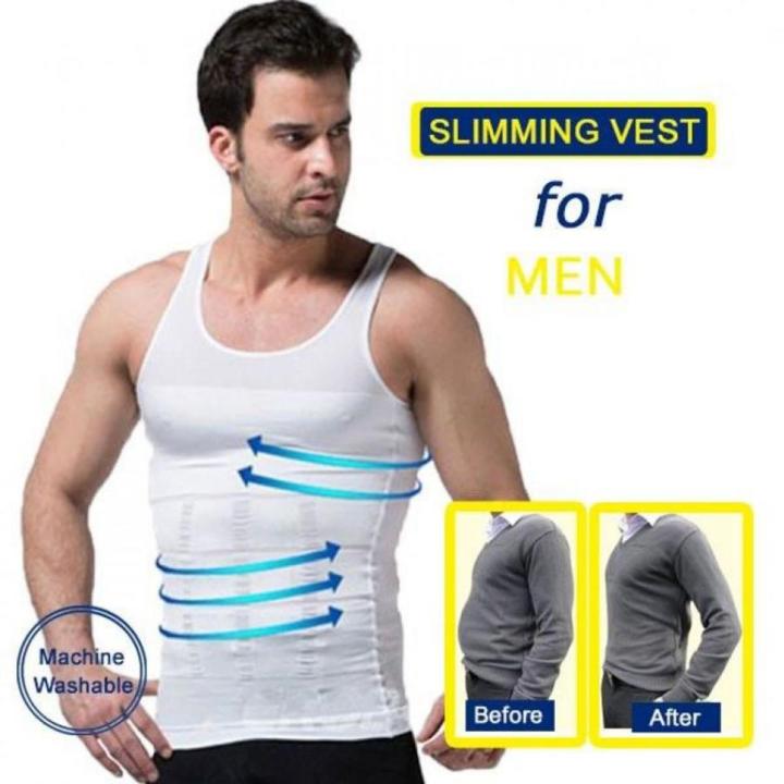 Slim N Lift - Nylon Slimming Vest For Men - White Color