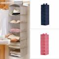 Home Storage Organization Multi-layer 6-shelf Polyester fabric wardrobe clothing closet hanging mesh sorting organizer. 