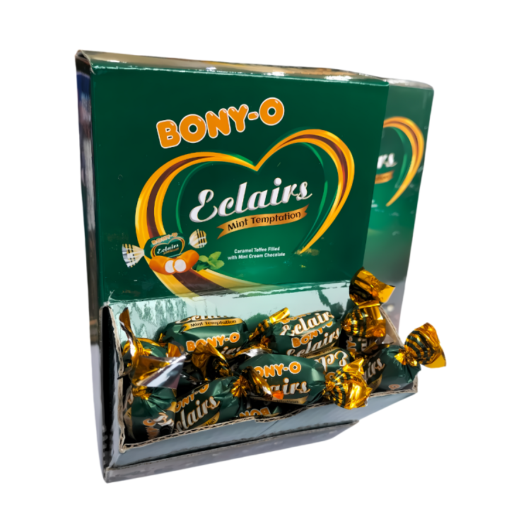 BONYO Eclairs Caramel Toffee Filled with Mint Chocolate 100Pcs/Box