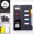 Spiral Notebook with Dividers – Smooth Writing Premium Thickened Pages, Coil Ring, Black Color, A5/B5 Notebook Planner. 