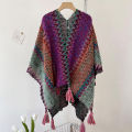 Xu Hongdou with the same Yunnan Lijiang tourism photo ethnic style knitted shawl, women's scarf, cloak and cape. 