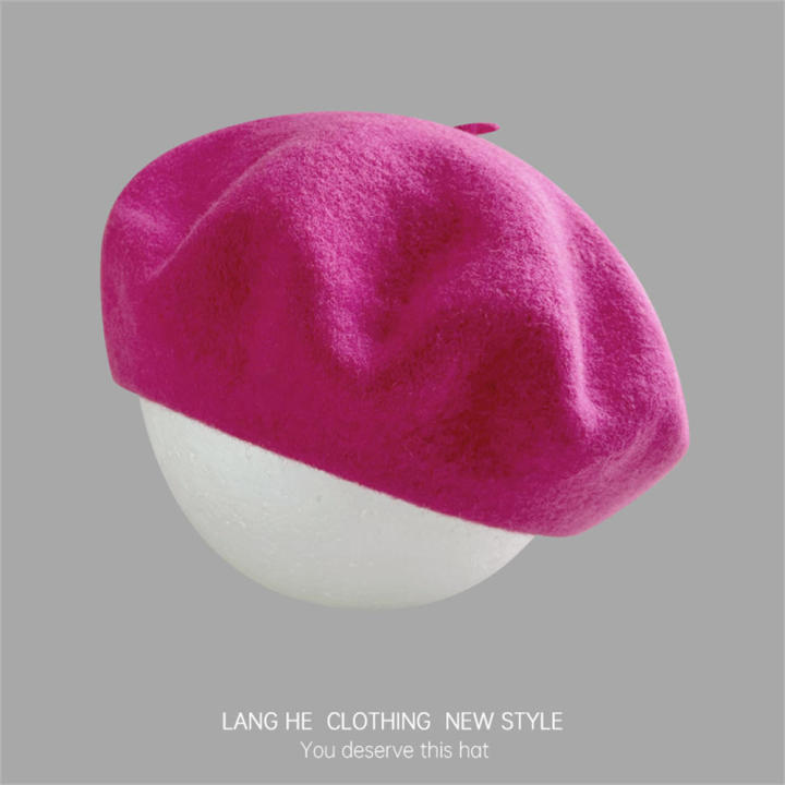 Autumn And Winter Wool Felt Beret Trendy Fashionable Wool Material Painter Hat Solid Color Female Girls Fashion Beret for Daily Wear Street Fashion Autumn And Winter Outfits Artists And Painters