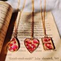 Rose Petal and Gold Foil Resin Bezels Pendants Neclaces. 