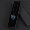Women Men Natural Blue Apatite Phosphorite Pendant Necklace Rope Braided Wrap Gem Stone Adjustable Sweater Chain Jewelry 70mm. 