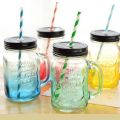 Glass Juice Jar with Straw. 