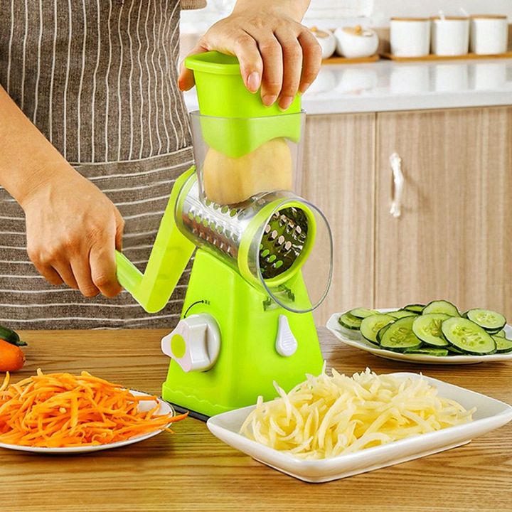 Flixfy Effortless Slice Multifunctional Vegetable Cutter, Slicers and Chopper, 3 in 1 slicers and salad cutter, table top drum grater, slicer, chopper, grinder for cheese, nut, potato, carrot, flixfy