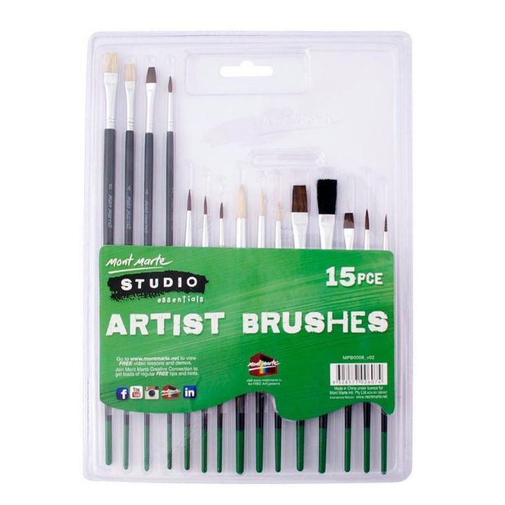 Mont Marte Studio Essentials Paint Brush Set - 15pc