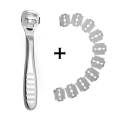 Stainless Steel Pedicure Callus Shaver Foot File Care Hard Skin Remover Callus Shaver with 10 Replacement Blade for Hand Feet. 