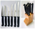 Pack of 7 | Master kitchen knife set | Black Stainless Steel | Knives with Wooden Stand. 