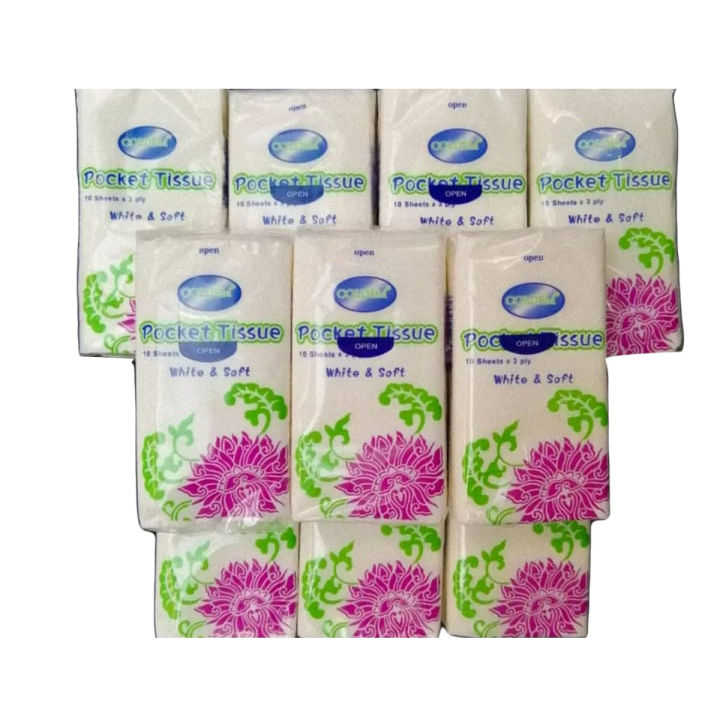 6. 10 packs Pocket Travelling Tissues 3 ply