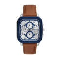 Fossil Multifunction Brown Leather Strap Silver Dial Quartz Watch for Gents - BQ2658. 