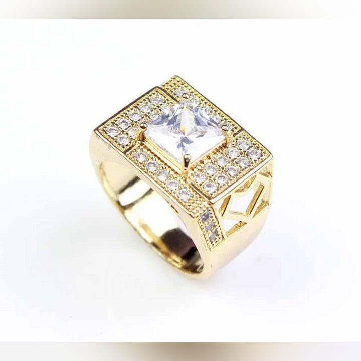 High qality Golden Ring with Zircons for boys men fashion finger ring 