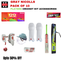 Quality Pack of 10  Cricket Kit Accessories for Club Cricketers  2022 Latest Gray Nicoll Hypernova 1.3 Players Adult Cricket Kit  Seniors Economy Pack of Cricket Kit ( Age 20 +  Years ). 