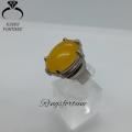 Yellow Aqeeq Ring For Men  Zard Aqeeq Stone Ring  Natural Yellow Agate. 