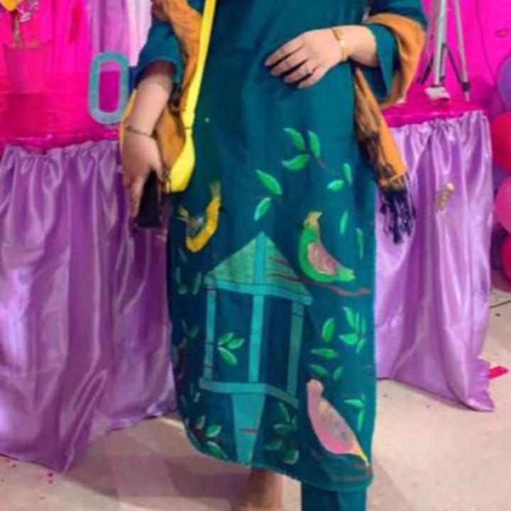 HAND PAINTING Dress New Customization  khaddar 2 piece color full dress unstitched fabric
