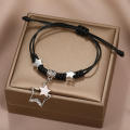 17KM Couple Star Pendant Bracelets for Women Girls Black And White Adjustable Knit Bracelet New Fashion Jewelry Trendy Party. 