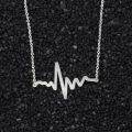 ECG Necklace Heartbeat Shaped Clavicle Chain Electrocardiogram Titanium Steel Heart Pulse Charm Pendant Women Vintage Fashion Jewelry. 