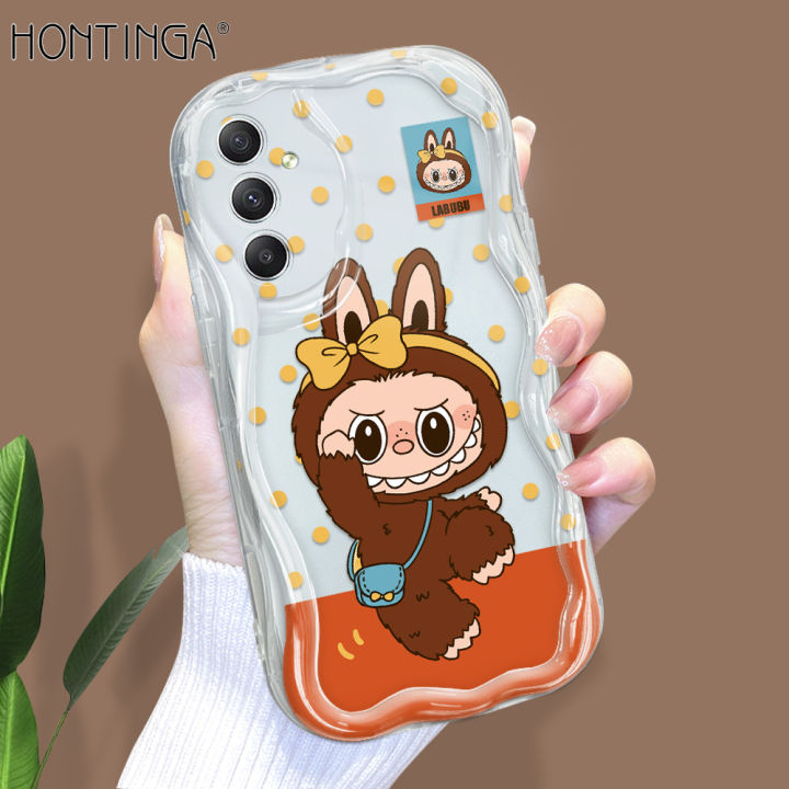 Hontinga for Samsung A34 5G Back Cover Cute Labubu Phone Case Texture Wavy Edge Soft Mobile Cover