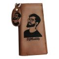 CUSTOMIZE NAME AND PICTURE ENGRAVED LONG WALLET AND KEYCHAIN WITH BOX PACKING. 
