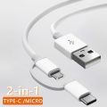 2 in 1 Micro USB cable Type C Cable Fast Charging Phone USB-C Data Cord For Xiaomi Samsung Huawei Oneplus Nokia USB PD V8 Cable. 