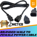 Power Cable C13 to C14 Male to Female Power Extension Cord Cable 220V 10A for Computer, Printer, SMPS, Monitor, Server, Display.IEC male to IEC female (C13-C14) Black (Branded). 
