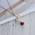 The Jewels Gallery Red Rose Necklace Beauty & the Beast Rose Necklace, Anniversary Gift For Girls. 