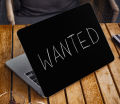 Wanted Lettering Text on Black Background laptop back vinyl skin sticker 12 13 14 15 15.6 inch size for all laptop skin sticker. 