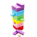 Rainbow Jenga Wooden Stacking Board Games Building Blocks Colorful Educational Game Toys 54 Pcs with Dice. 