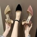 Pumps  Heel Shoes for Girls and Women's in Black Velvet. 