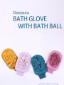 Deepsea Exfoliator Bath Gloves With Bath Ball Shower Body Scrub Gloves, Dead Skin Cell Remover Specially For Face Spa Body Cleaner Mitts. 