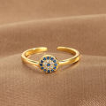 Simple Dainty Stackable Gold Plated Ring Blue Lucky Eye Protection Jewelry Evil Eye Greek Eye Adjustable Joint Rings Accessories. 