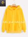 Yellow Nasa Printed Fleece Full Sleeves Pull Over Hoodie. 