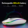 Rechargeable Wireless Mouse | RGB Ultra Slim Dual Mode 5.1 Bluetooth Mouse Rechargeable Battery - Gaming Mouse RGB USB Wireless Optical Mouse With 3-Level DPI Adjustment ~ Silent Click , Ultra-thin , Plug and Play. 