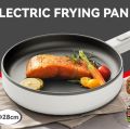 Techmanistan 28cm Multifunctional Electric Frying Pan, Non-Stick Electric Skillet Pot Hot Pot with Long Handle Electric Frying Pan Temperature Control Electric Frying Pan. 