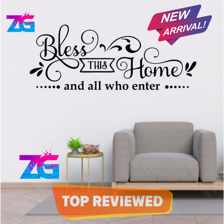 Zecor Gallery Bless this Home Wall Sticker Self Adhesive for Kitchen Tiles Bedroom Living Room Decoration Wall Art Stickers
