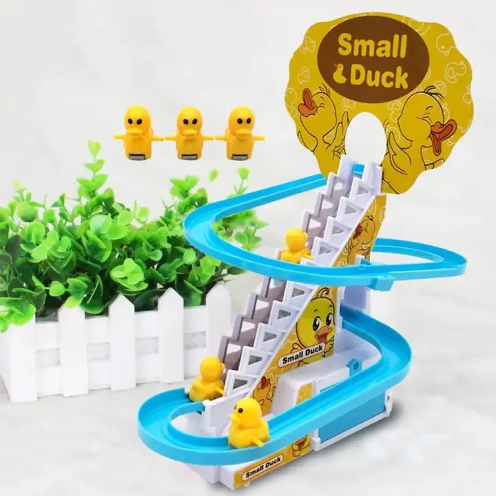 Small Ducks Climbing Toys,electric Duck Climbing Stairs Tracks Slide Toy Set,duck Roller Coaster