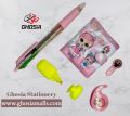 Stationery Gift Set For Kids With Cute Baby Doll Pocket Diary, Multicolor Ball point,Mini Highlighter, Stickers- Arts & Craft School set Stationery Gift Set For Girls-1806. 