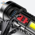 6 LED torch light powerful japan torchlight powerful flashlight rechargeable 18650 Battery mini flashlight Portable Lamp USB flash light waterproof Rechargeable emergency light COB Light LED Flashlight for Camping Light. 