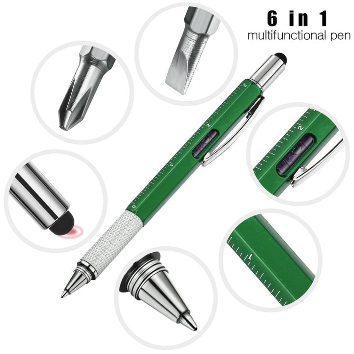 Stylus Pen, 7-in-1 Multi-Tool Pen Touchscreen Stylus, Ballpoint Pen, Ruler, Level, Phillips Screwdriver and Flathead