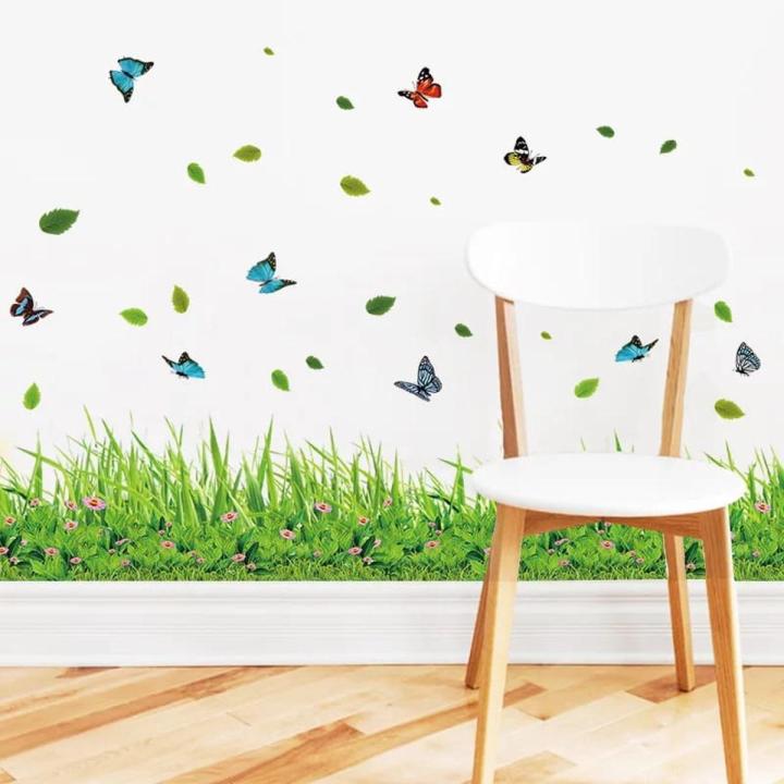 2025 New 3D Fresh Green Plant Removable Green Grass PVC Wall Stickers Home Decor Kids Room Bathroom Mural waterproof DIY Removable Art Vinyl Size: 40 x 136 CM