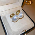 New 2023 New French Elegant Gold Color Bean pliced Pearl Earring Fahion Jewelry Women weet Acceorie Gift. 