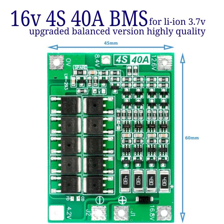 4s 40A balanced 14.4V - 16.8V BMS  for lithium battery 3.7v Li-Ion Battery Protection Board, Li ion Lithium Battery BMS PCB Protection Board Balance 4S 40A 14.8V 16.8V in pakistan e shop