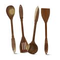 SK 4 Piece Fancy Wooden Cooking Spoons Set for Non-Stick Cookware. 