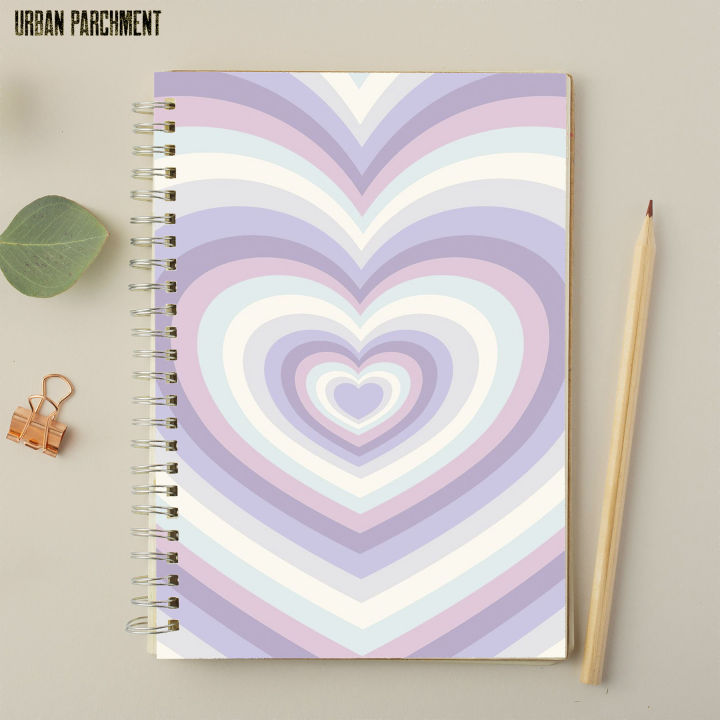 Circular Hearts - A4 Spiral Notebook with Plastic Sheet