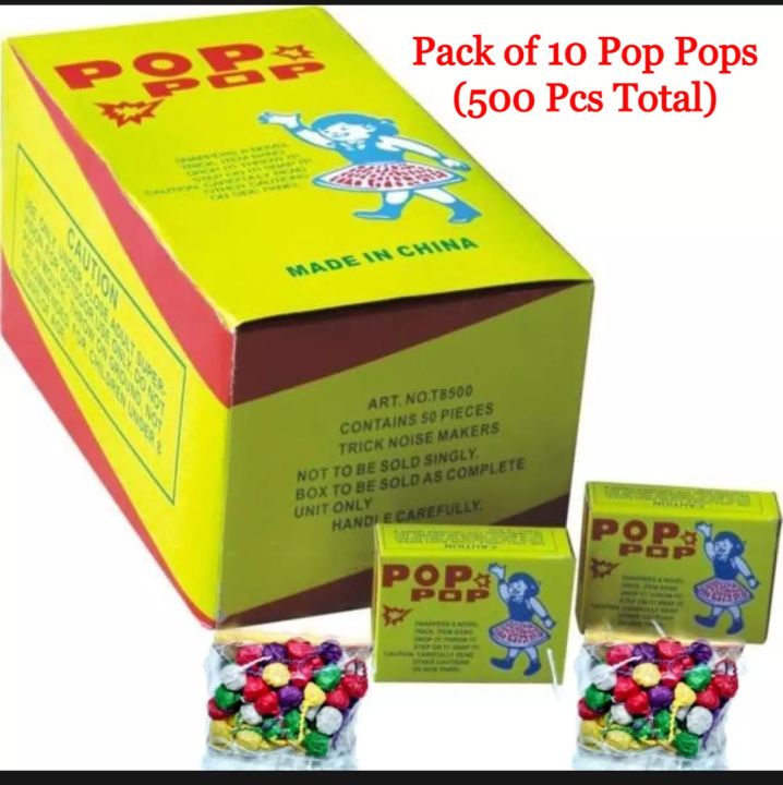 Pack of 10 Box / Pop pop Snappers / Pop Pop Crackers / Each Box have 50 Pcs Total 500 Pcs / Pop pops