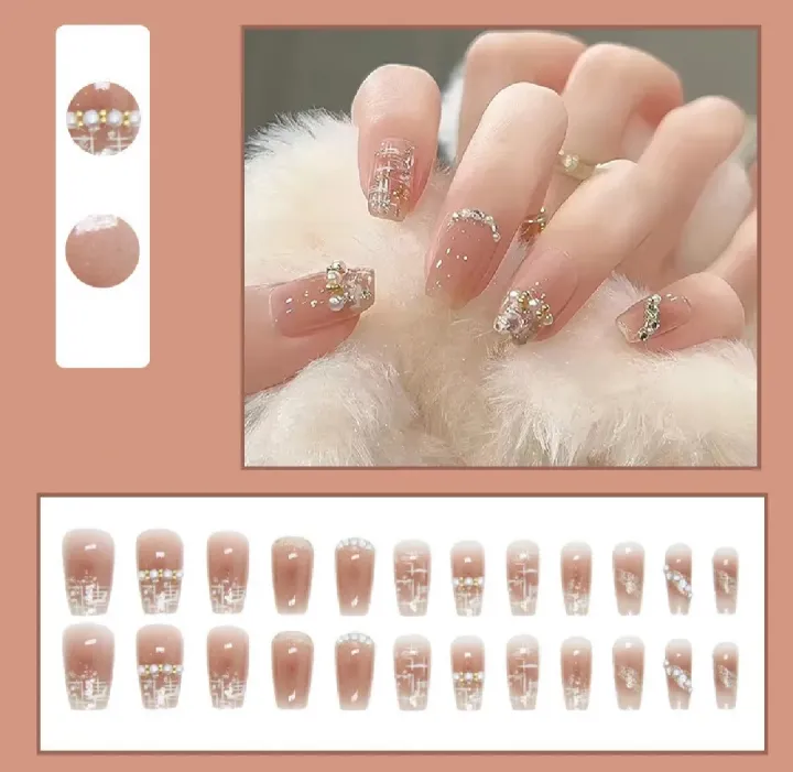 24Pcs%20Crystal%20Pearl%20Fake%20Nails%20DIY%20Art%20Design%20False%20Nails%20Wearable%20Nails%20Stylish%20Pattern%20Artificial%20Nails%20-%20Image%203