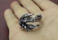 Retro Punk Dragon Ring -Men Women Exaggerated Antique Siver Color Open Ring- Goth Eagle Demon Metal Adjustable Opening Ring. 