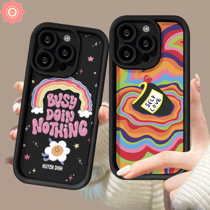 Cute Flowers Art Rainbow Creative Soft Case For Tecno Spark 10 10C Go 2023 Camon 20 Pro Infinix Note 12 G96 30 Pro VIP Smart 7 Hot 30 30i Play Fashion Brand Casetify Angel Eye Cover