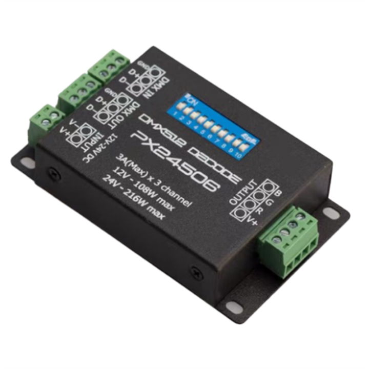 PX24506 Led Controller Led Decoder DMX 512 Decoder Driver 9A DMX 512 Amplifier 12V 24V RGB LED Strip Lights